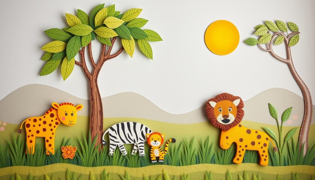 Gere uma imagem de um quadro decorativo safari para quarto de bebê Gere uma imagem de um quadro decorativo safari para quarto de bebê