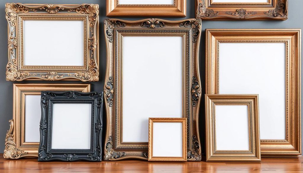 Imagem de diferentes tipos de molduras para quadros decorativos Imagem de diferentes tipos de molduras para quadros decorativos
