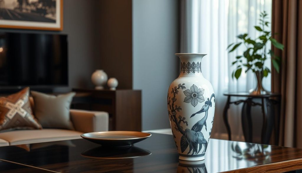 Imagem de um vaso de porcelana decorativo para sala Imagem de um vaso de porcelana decorativo para sala