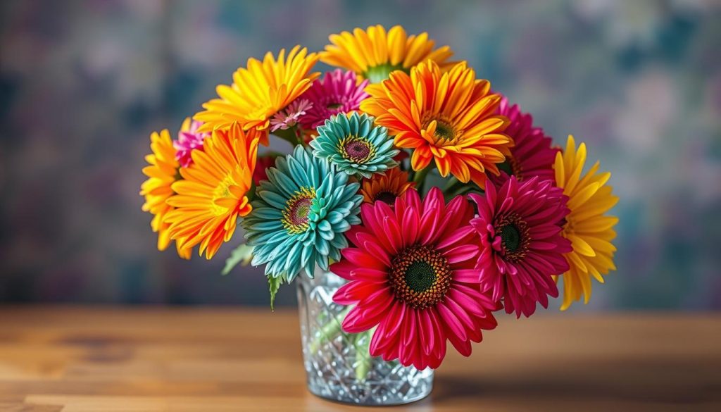 Imagem de um vaso de vidro decorativo com flores Imagem de um vaso de vidro decorativo com flores