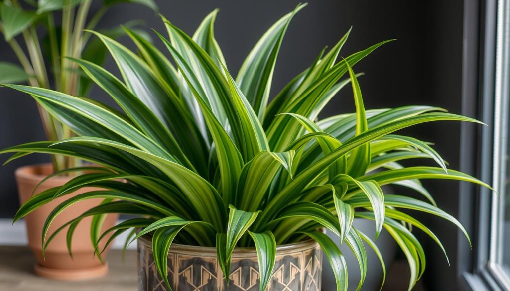 Imagem de uma dracena artificial grande em um vaso Imagem de uma dracena artificial grande em um vaso